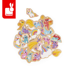 Magnesy drewniane Jednorożce i smoki 24 szt. Janod