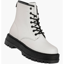 Botki Damskie Ekoskóra Glany Na Platformie Na Zamek