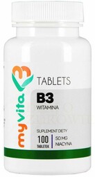 NIACYNA WITAMINA B3 50mg, Myvita, 100 tabletek
