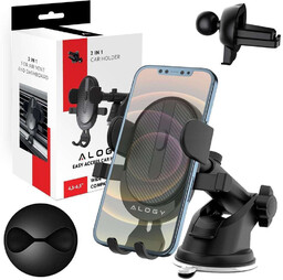 Uchwyt samochodowy 2w1 Alogy do telefonu 6.5" grawitacyjny