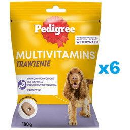 PEDIGREE Multivitamins Trawienie Kurczak 6x180 g karma uzupełniająca