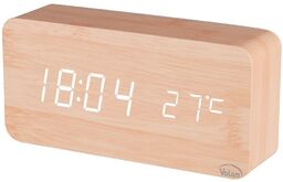 Zegar budzik drewniany elektroniczny cyfrowy led stojący -