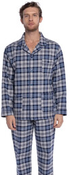 Flanelowa piżama męska PAULO 4XL Ciemnoniebieski