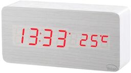 Zegar budzik drewniany elektroniczny cyfrowy led stojący -