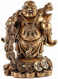 lachineuse Statuetka śmiejący się Budda, złoty, 12 x