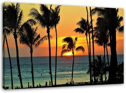 Obraz na płótnie, Palmy o zachodzie słońca 60x40