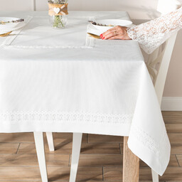 Markizeta Obrus z gipiurą 140x180 001 biały Modena