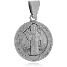 Srebrny medalik Święty Benedykt w kółku pr. 925