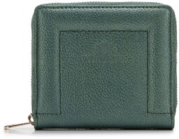 Damski portfel skórzany z ozdobnym brzegiem mały zielony