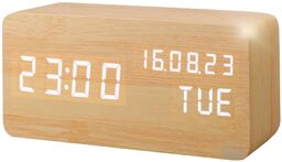 Zegar budzik drewniany led elektroniczny cyfrowy stojący -