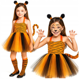 Strój Kotek Kot Tygrys Kostium Safari Tygrysek Opaska