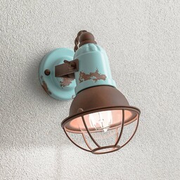 Ferroluce Lampa ścienna C1675/1, turkus/rdzawy brąz, ceramika, 18