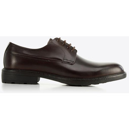 Męskie buty derby skórzane na grubej podeszwie brązowe