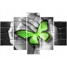 Obraz Green Butterfly motyl dłoń cegła