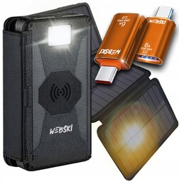 Power Bank 16000mAh 2xUSB Indukcyjny Z Panelami Solarnymi