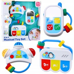 Zestaw Zabawek Muzycznych Dla Malucha Telefon Tamburyn Klawisze