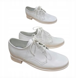 Miko 010 Buty Komunijne Chłopięce Białe Mokasyny Sznurowane