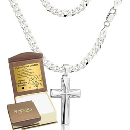 Łańcuszek Srebrny Pancerka 5,00 mm z Krzyżykiem pr