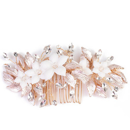 Ozdoba ślubna do włosów GRZEBYK ŚLUB KRYSZTAŁKI KWIATY