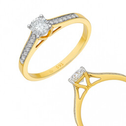 Złoty Pierścionek z Diamentami 24ct H/SI Biżuteria Damska