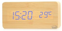 Zegar budzik drewniany elektroniczny cyfrowy led stojący -
