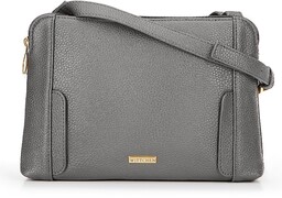 Damska torebka crossbody dwukomorowa szaro - złota
