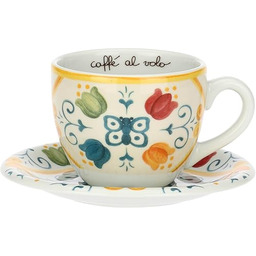 Kubek śniadaniowy ze spodkiem porcelanowym Eolia