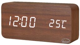 Zegar budzik drewniany elektroniczny cyfrowy led stojący -