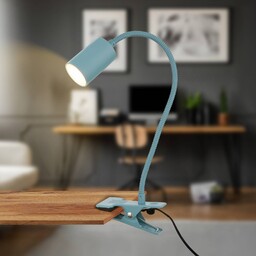 Briloner Lampka z klipsem Fleks, niebieski, biuro, metal