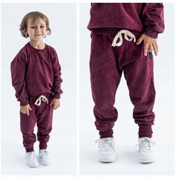 Nunu spodnie dresowe slim bordo joggery joggers 116