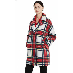 Płaszcz damski Desigual Dorian wełniany w kratę-XXL