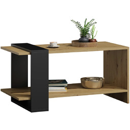 Edinos Prostokątna Ława Czarny Z Półką Dąb Artisan