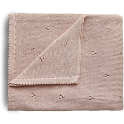 Mushie Knitted Pointelle Baby Blanket koc pleciony