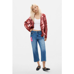 Desigual Kwieciste dżinsowe spodnie culotte