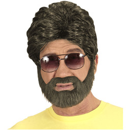 Brązowa peruka Player z brodą