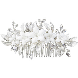 Ozdoba ślubna do włosów GRZEBYK ŚLUB KRYSZTAŁKI KWIATY