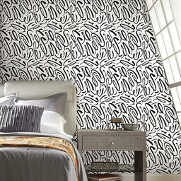 RoomMates RMK11622RL tapeta, samoprzylepna, Curly Strokes, winyl, czarny