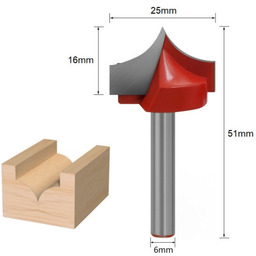 Frez kształtowy zaokrąglający wklęsły 6x25mm TCT 3D Carving