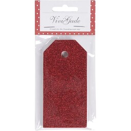 Zawieszki do prezentów czerwony brokat 5x10cm 15szt GDD50997-44223