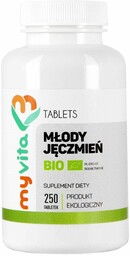 Młody Jęczmień BIO, 250 Tabletek, Myvita