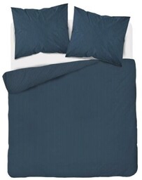 Pościel adamaszkowa 160x200 denim granatowa jednobarwna paski 1