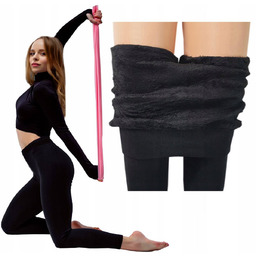 Legginsy Ocieplane Czarne Damskie Ocieplane Grubym Futrem Leginsy