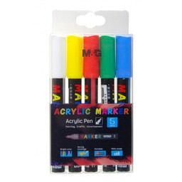 Markery akrylowe 1-2mm zestaw 5 szt M&G MG-ADJ11069-WP5-14253