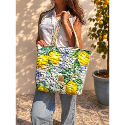 Pakamera Pikowana duża torba shopper Cytryny No1