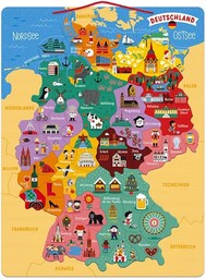 Janod J05477 mapa Niemiec, magnetyczna, puzzle dla dzieci,