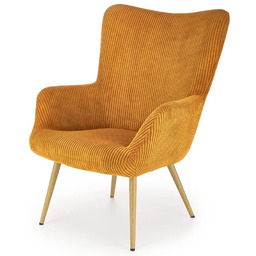 Elior Musztardowy skandynawski fotel uszak R1-G84