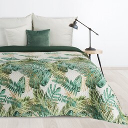 Narzuta z nadrukiem w egzotyczne liście NKY-02