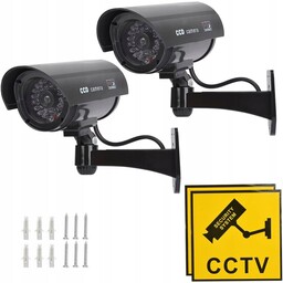 Zestaw 2x Atrapa Kamery Cctv Led Migająca Czarna