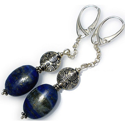 Piękne Kolczyki Naturalny Lapis Lazuli Srebro
