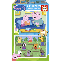 Educa, Puzzle Świnka Peppa (drewniane), 2 x 25